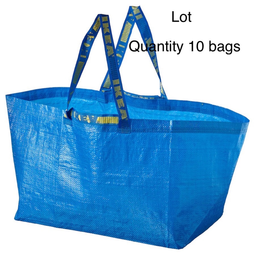 IKEA LARGE BLUE BAGS QTY 10 FRAKTA Shopping Bag/ Laundry/ Storage /Travel Tote
